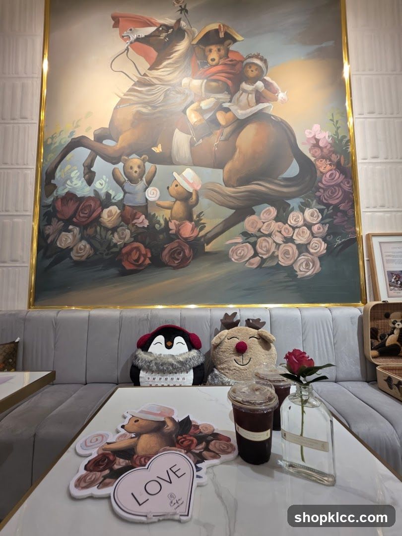 Cafe Interior with Teddy Bear Art