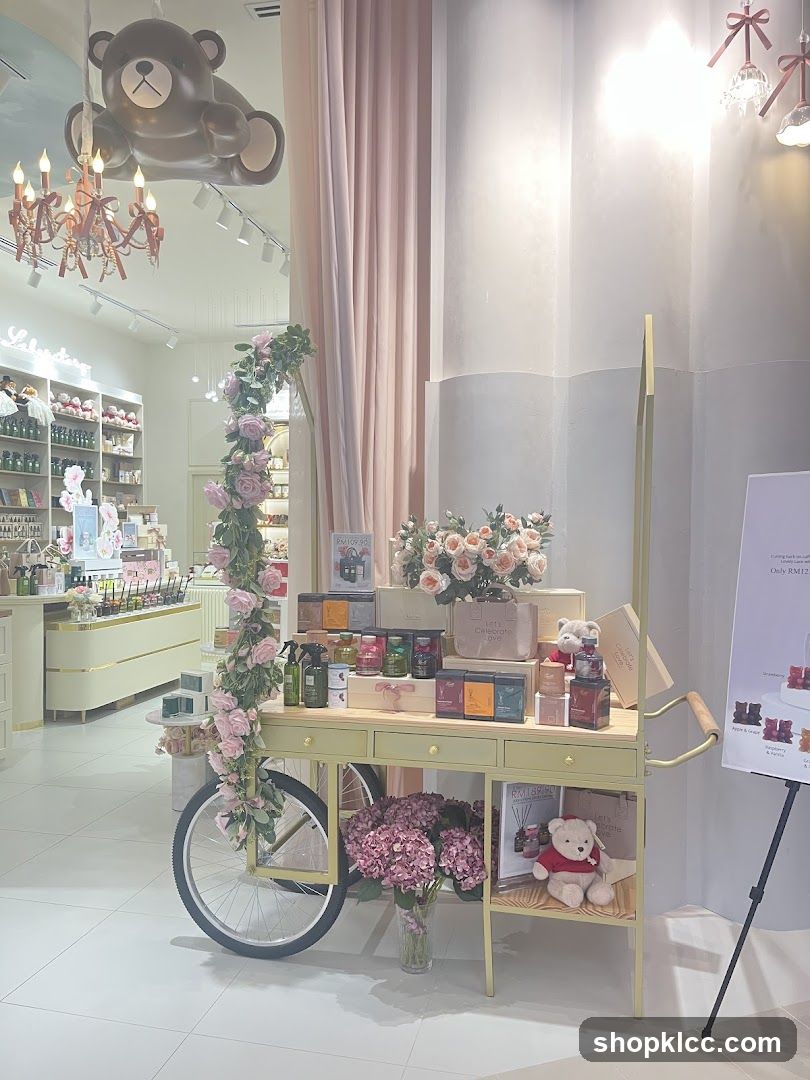 Store Display Cart with Floral Decorations