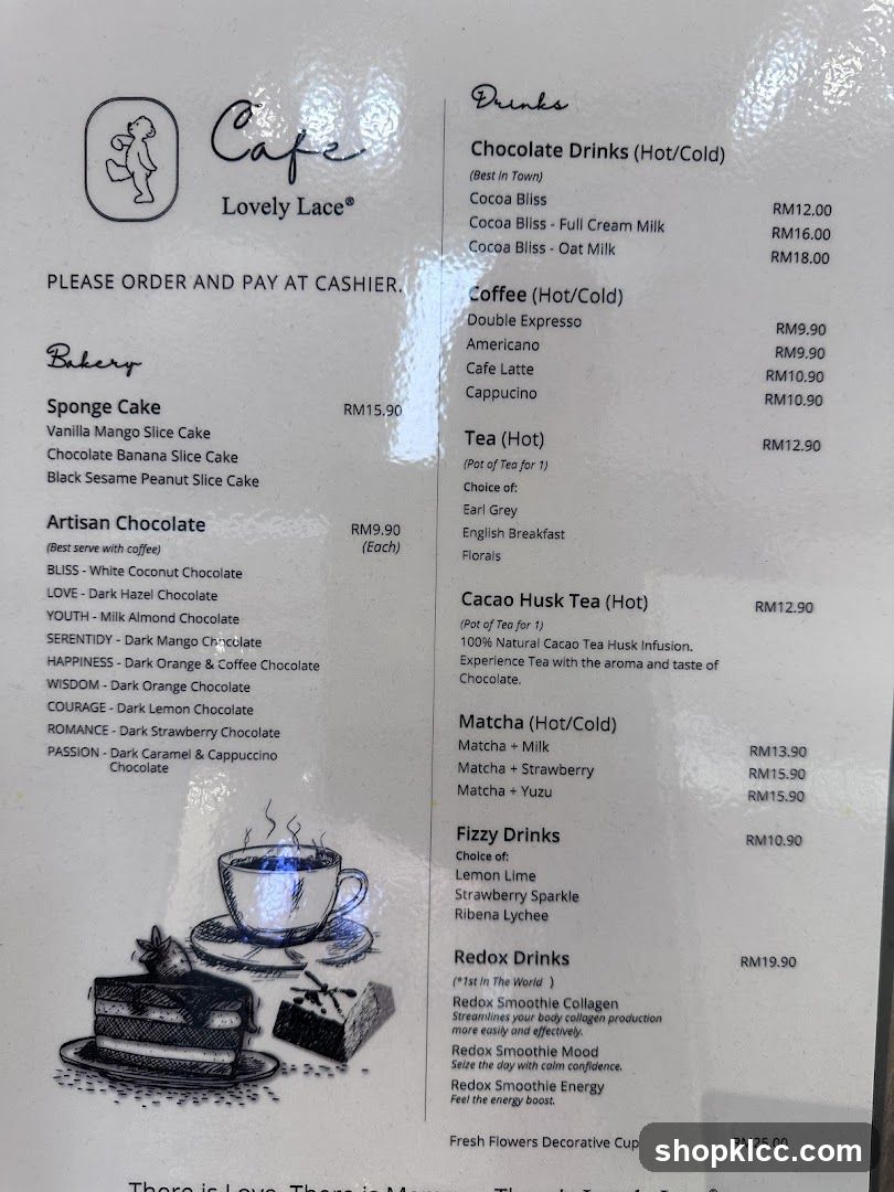 Cafe Lovely Lace Menu