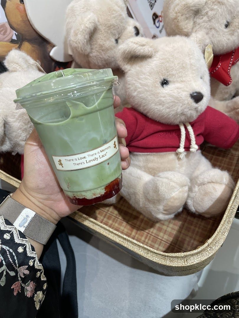 Matcha Drink with Teddy Bears