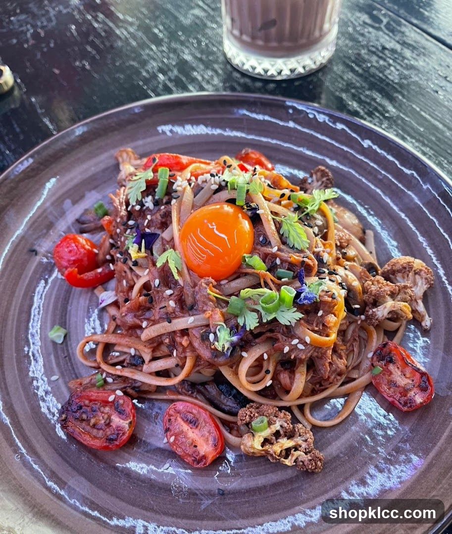 Noodle Dish with Egg Yolk