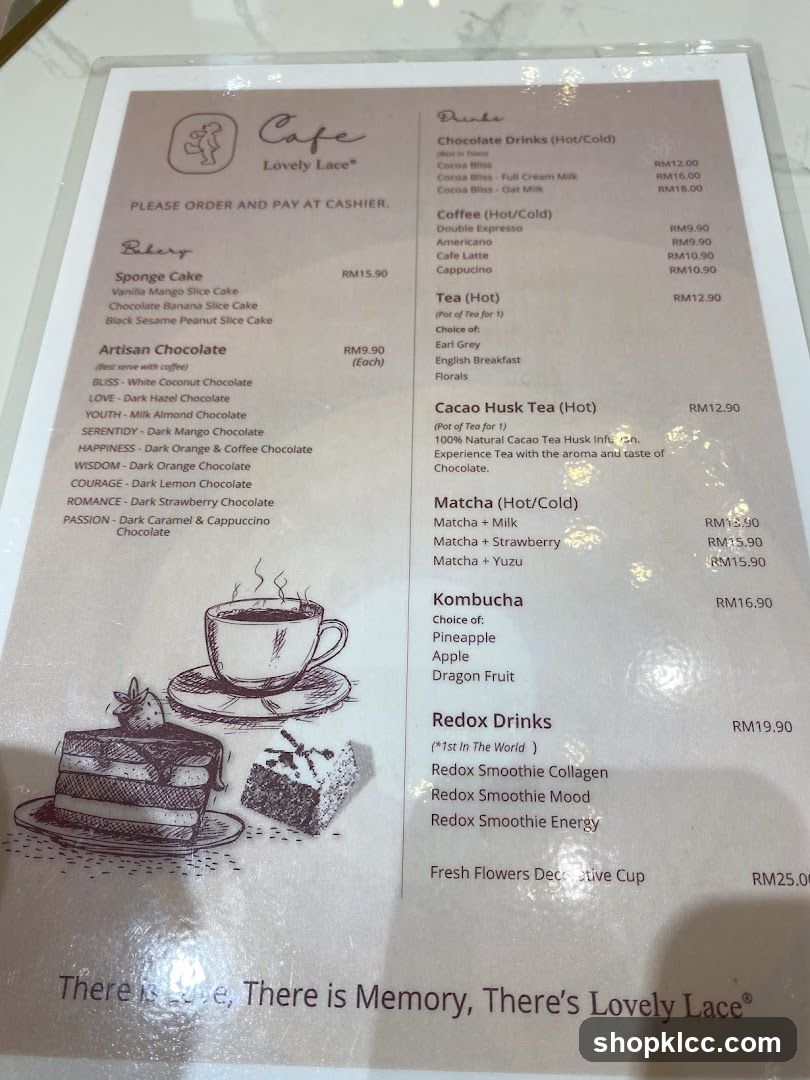 Cafe Lovely Lace Menu