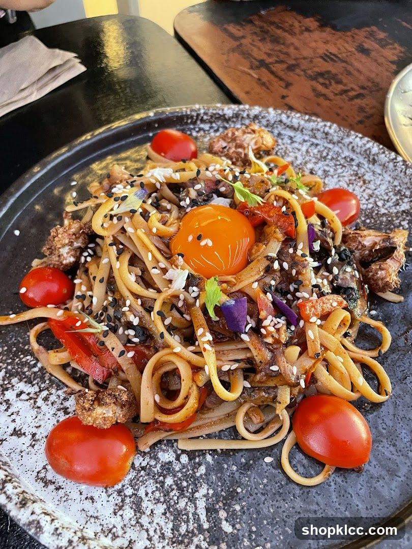 Noodle Dish with Egg Yolk