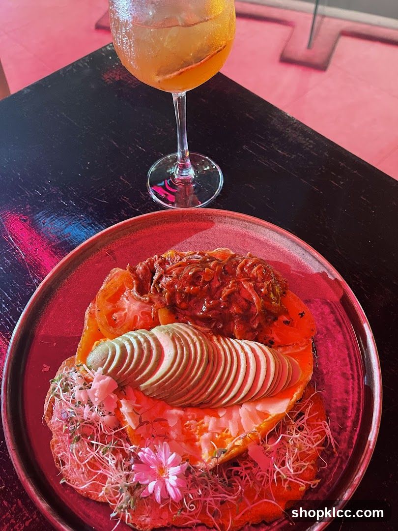 Avocado Toast with Pulled Meat and Cocktail