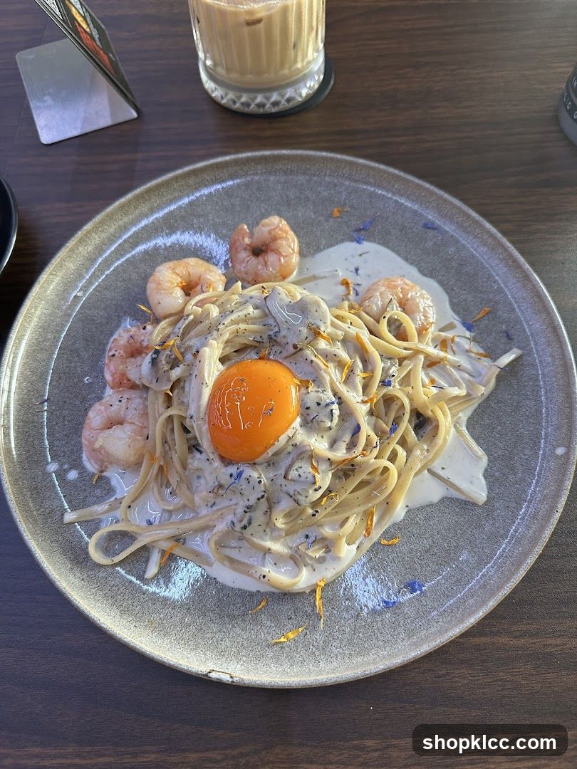 Shrimp Pasta with Egg Yolk