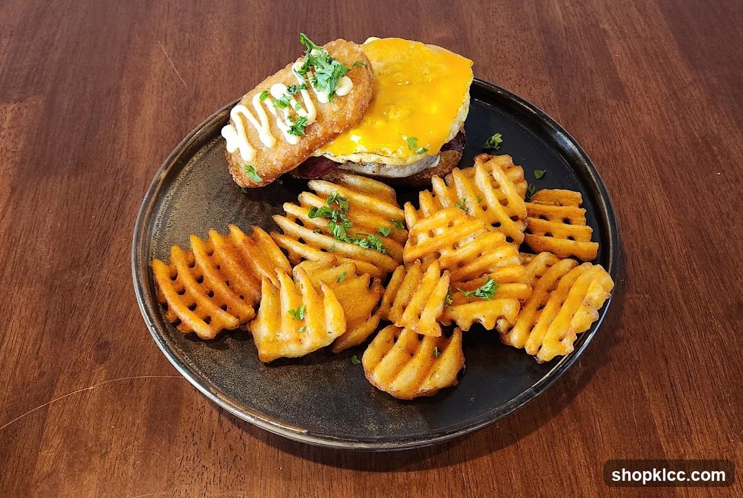 Breakfast Sandwich with Waffle Fries