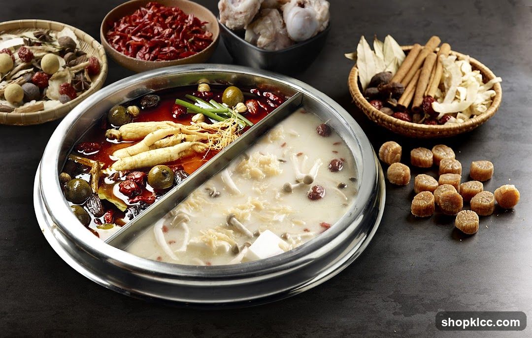 Hot Pot Broth with Ingredients