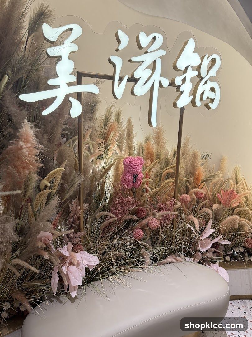 Decorative floral display with signage