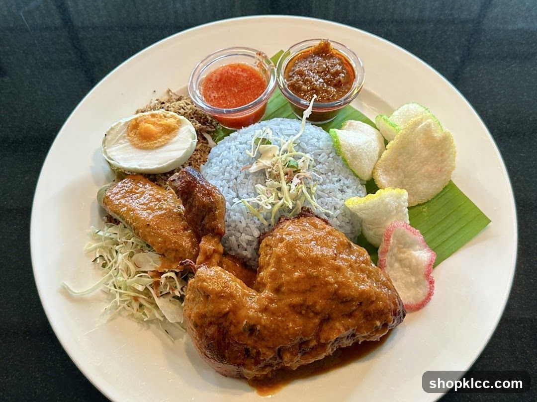 Nasi Kerabu with Fried Chicken