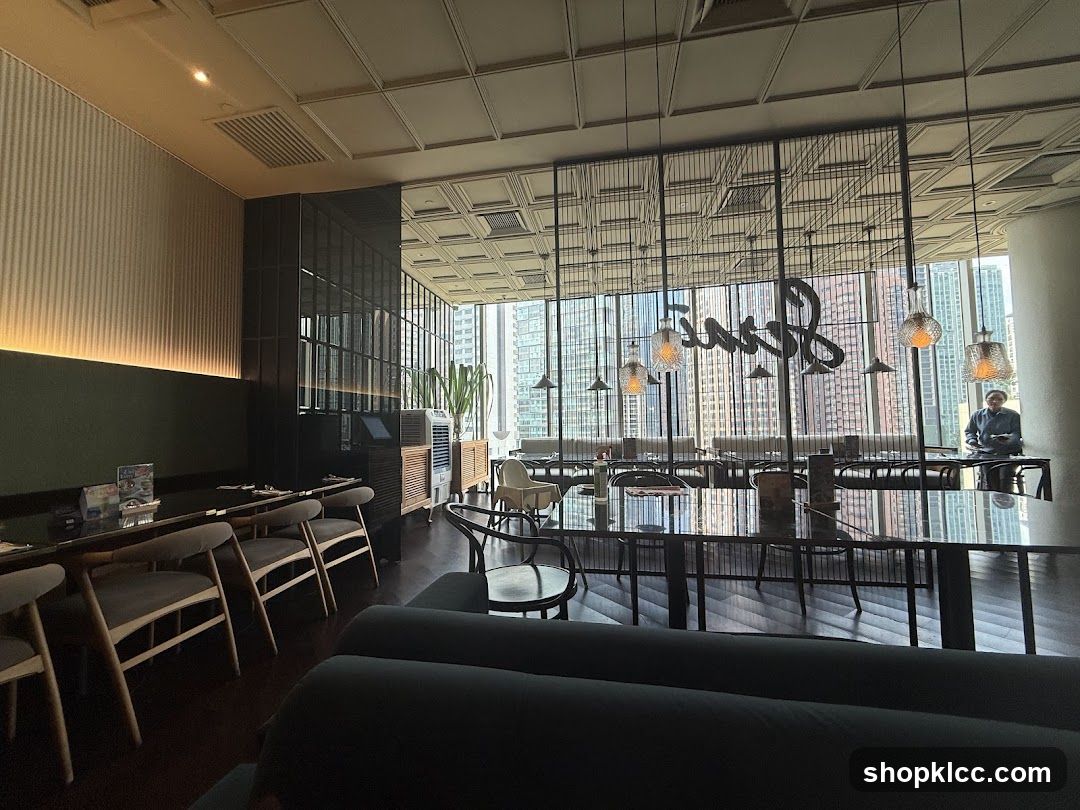 Restaurant Interior with City View