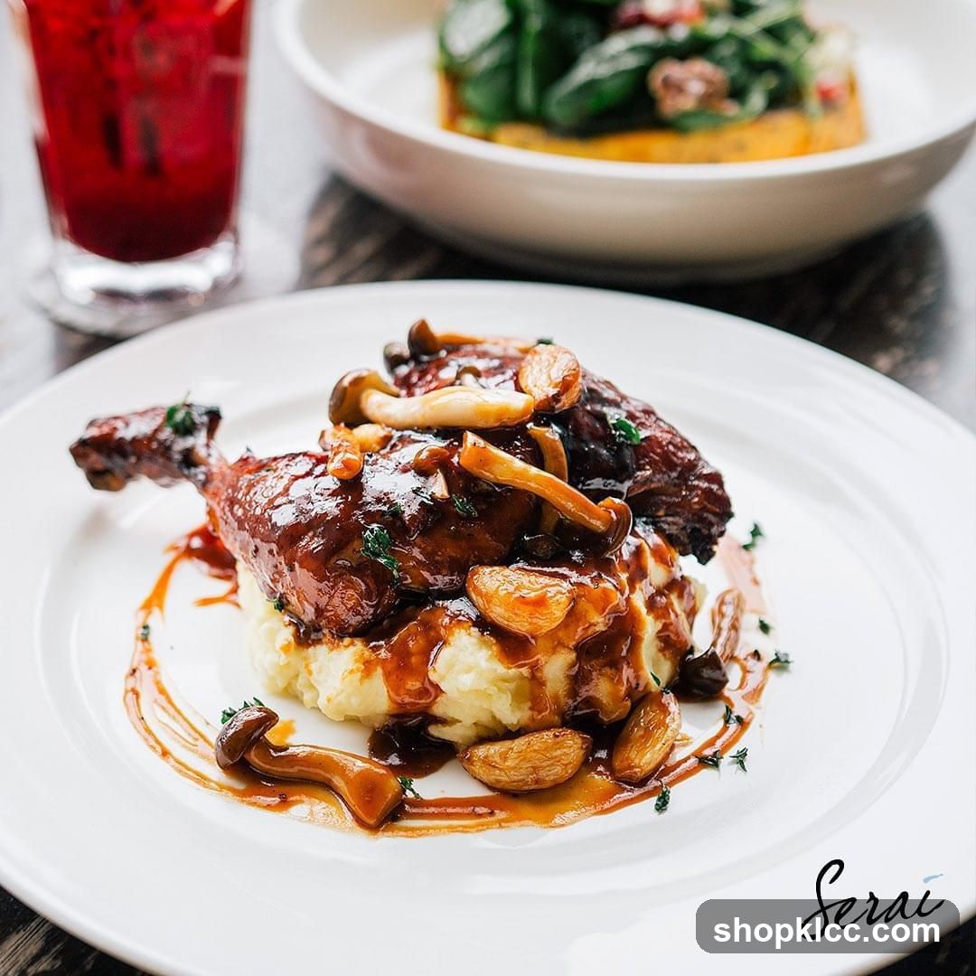 Duck Confit with Mashed Potatoes and Mushrooms