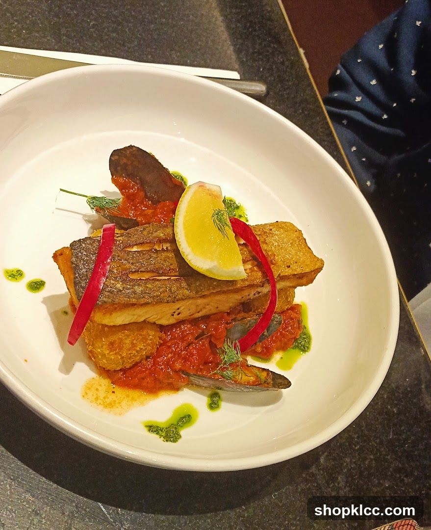 Fish Dish with Sauce and Garnish