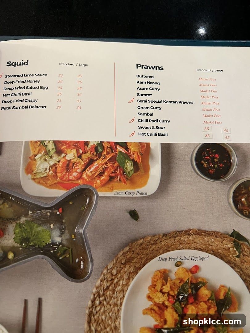 Squid and Prawns Menu