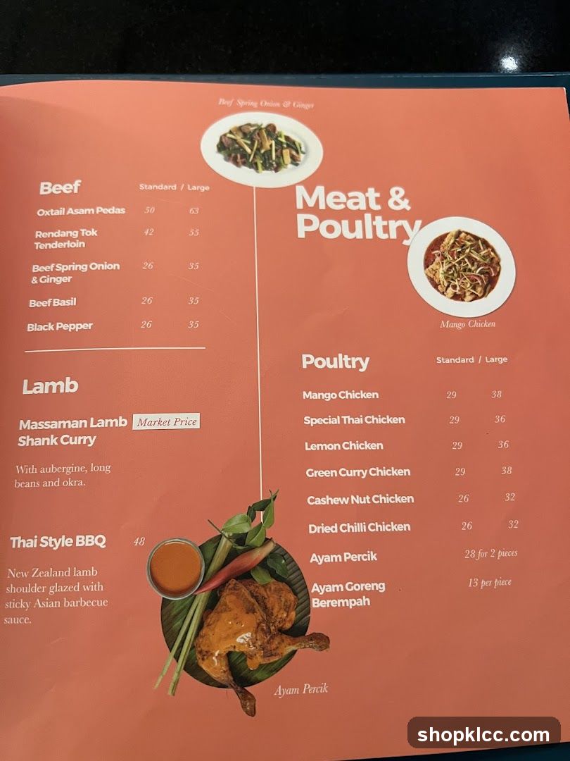 Meat & Poultry Menu