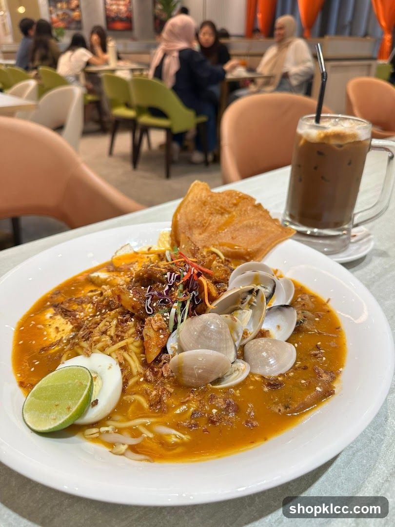 Noodle Dish with Clams and Iced Coffee