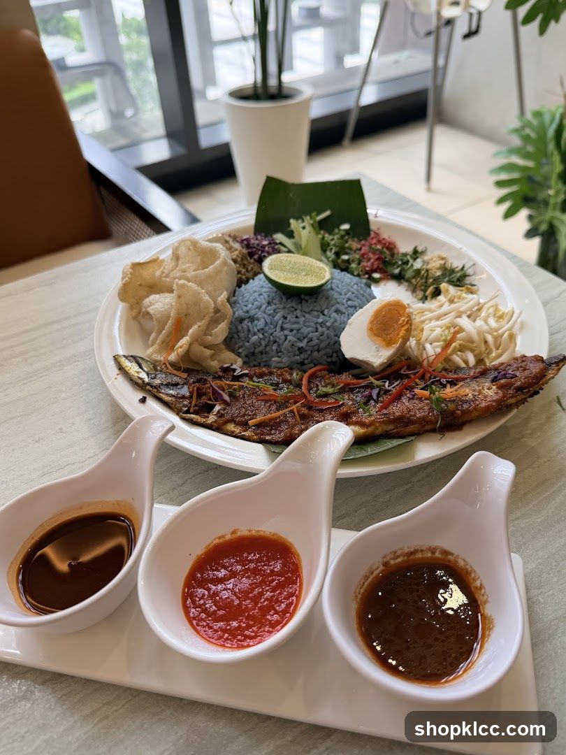 Nasi Kerabu with Grilled Fish