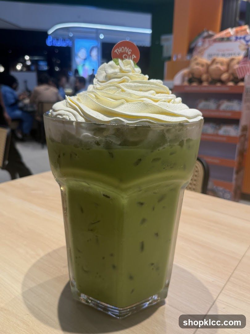 Iced Matcha Drink with Whipped Cream