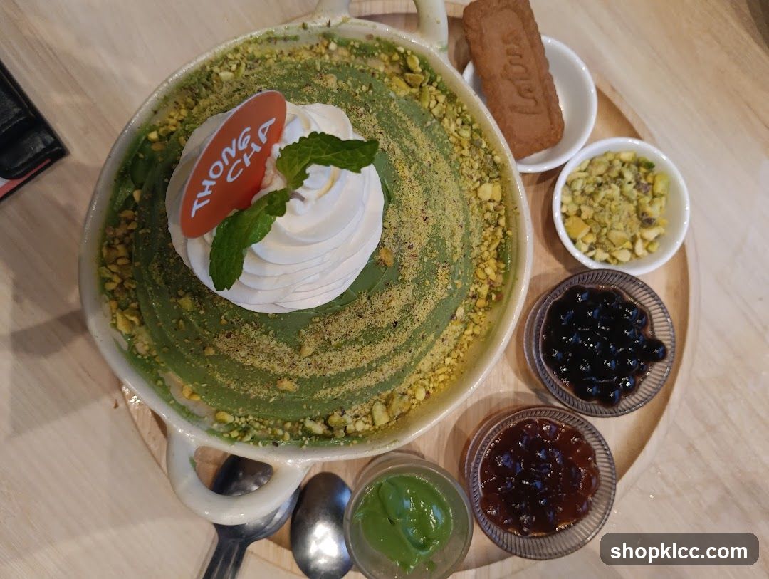 Matcha dessert with toppings