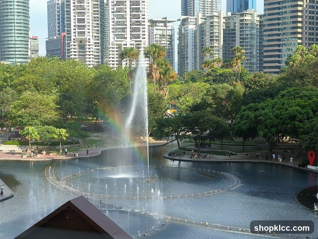 Park Fountain with Rainbow