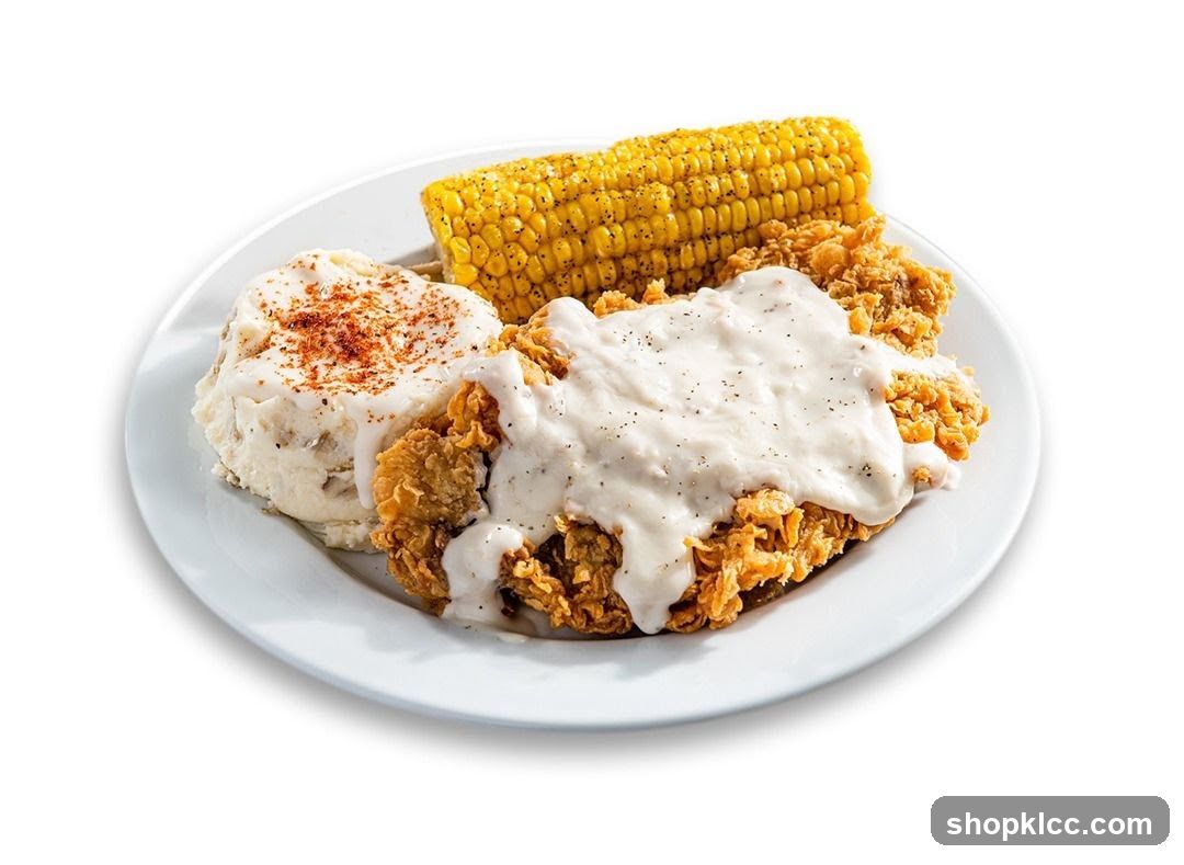Fried Chicken with Mashed Potatoes and Corn