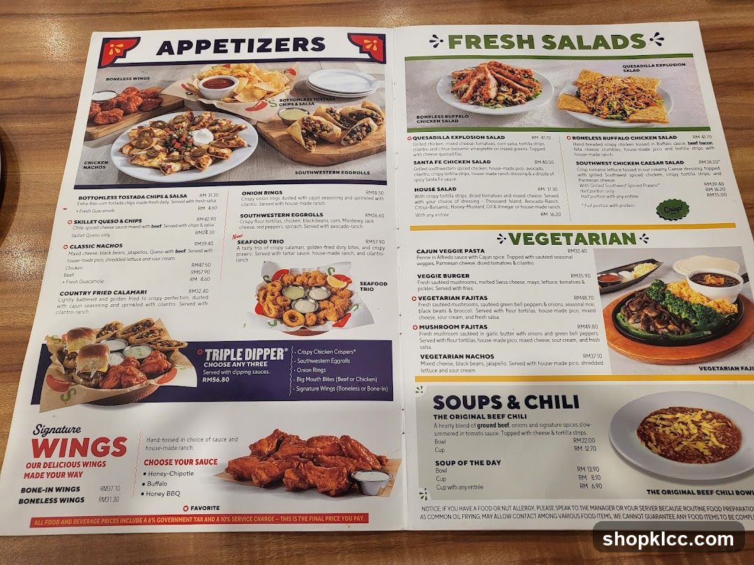 APPETIZERS, FRESH SALADS, VEGETARIAN, SOUPS & CHILI