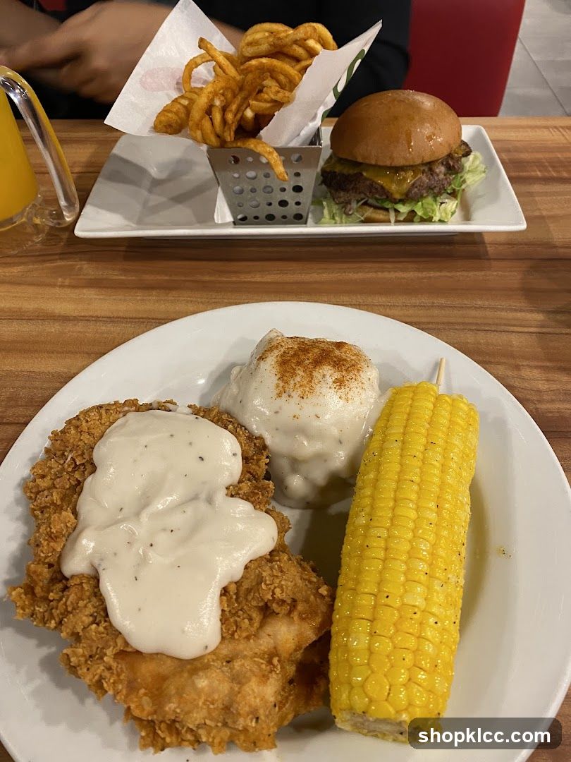Burger and Fried Chicken Meal