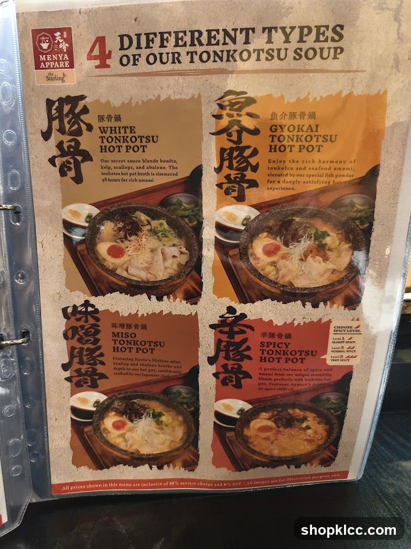 4 DIFFERENT TYPES OF OUR TONKOTSU SOUP