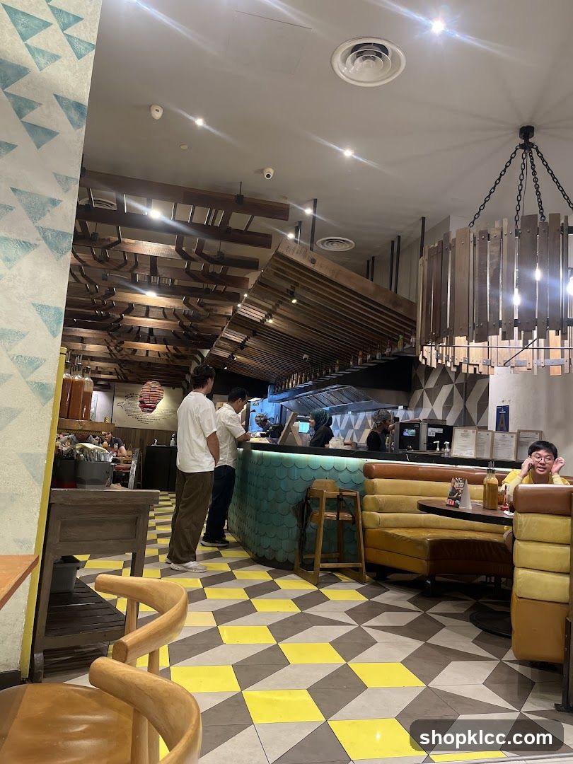 Restaurant Interior with Unique Flooring