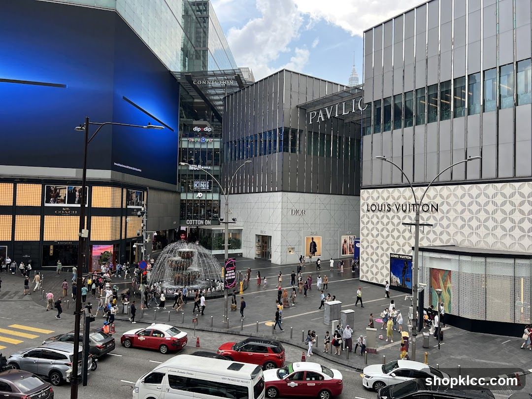 Busy City Square with Luxury Boutiques