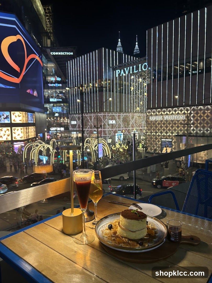 Dessert and Drinks at a Rooftop Restaurant