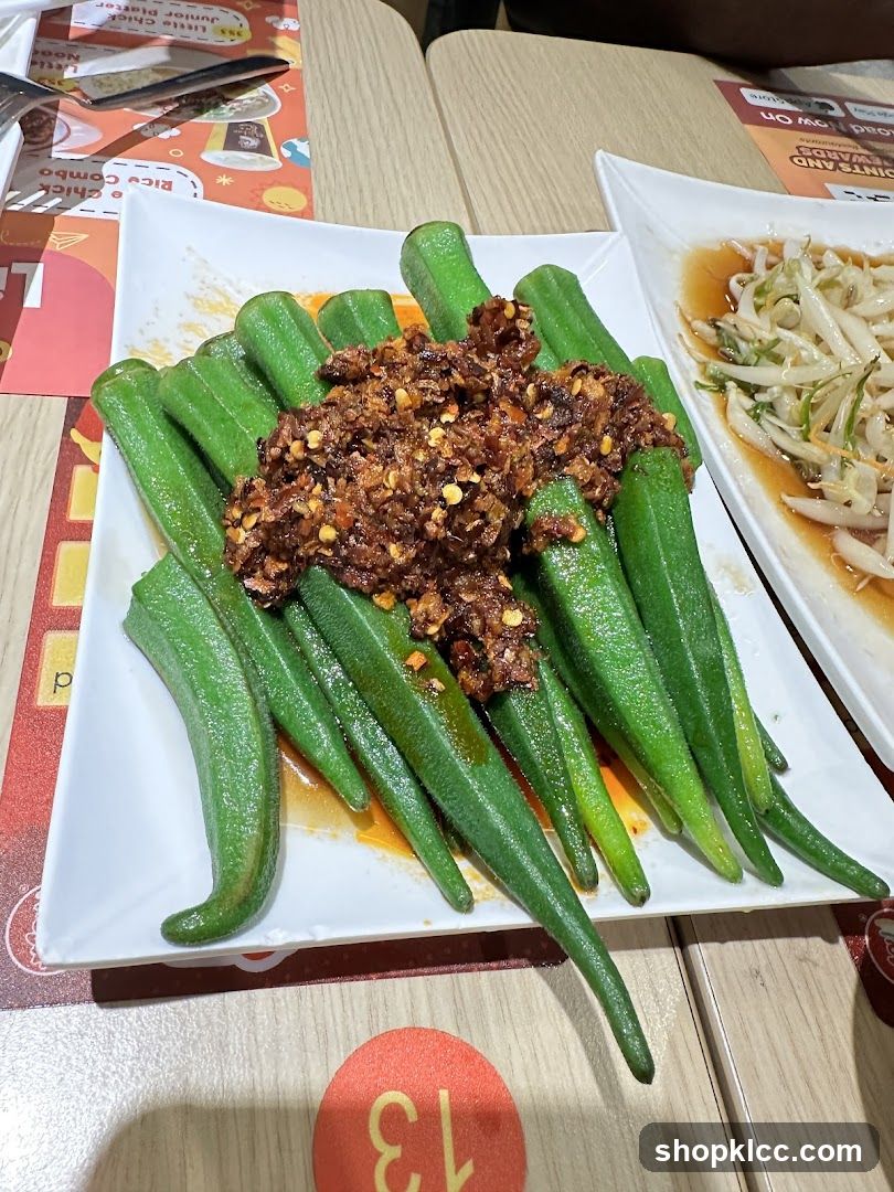Okra with Chili Topping
