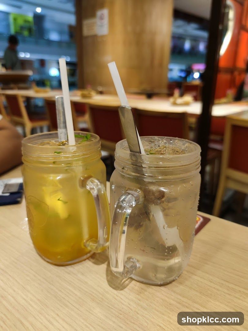 Two drinks on a table