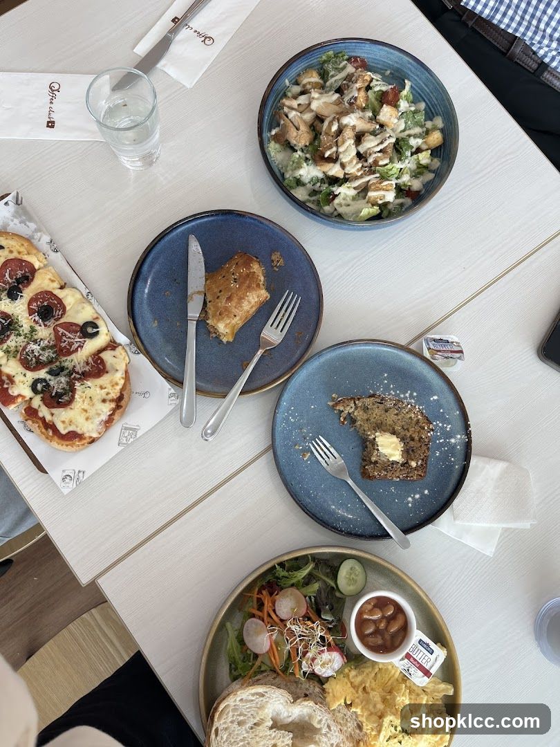Table with various food items