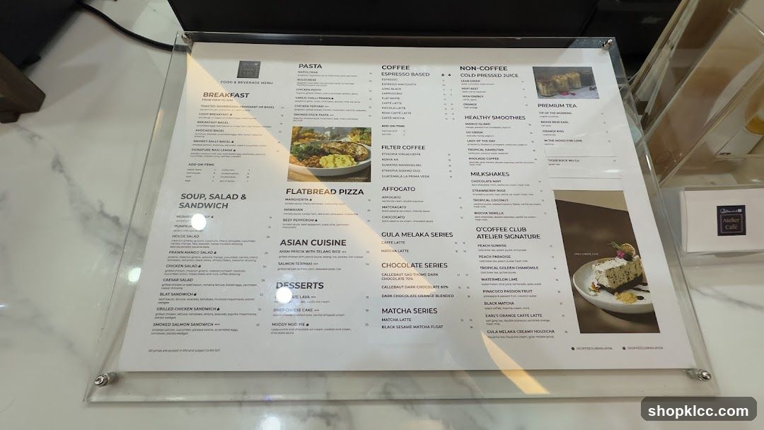O'Coffee Club Atelier Signature Menu