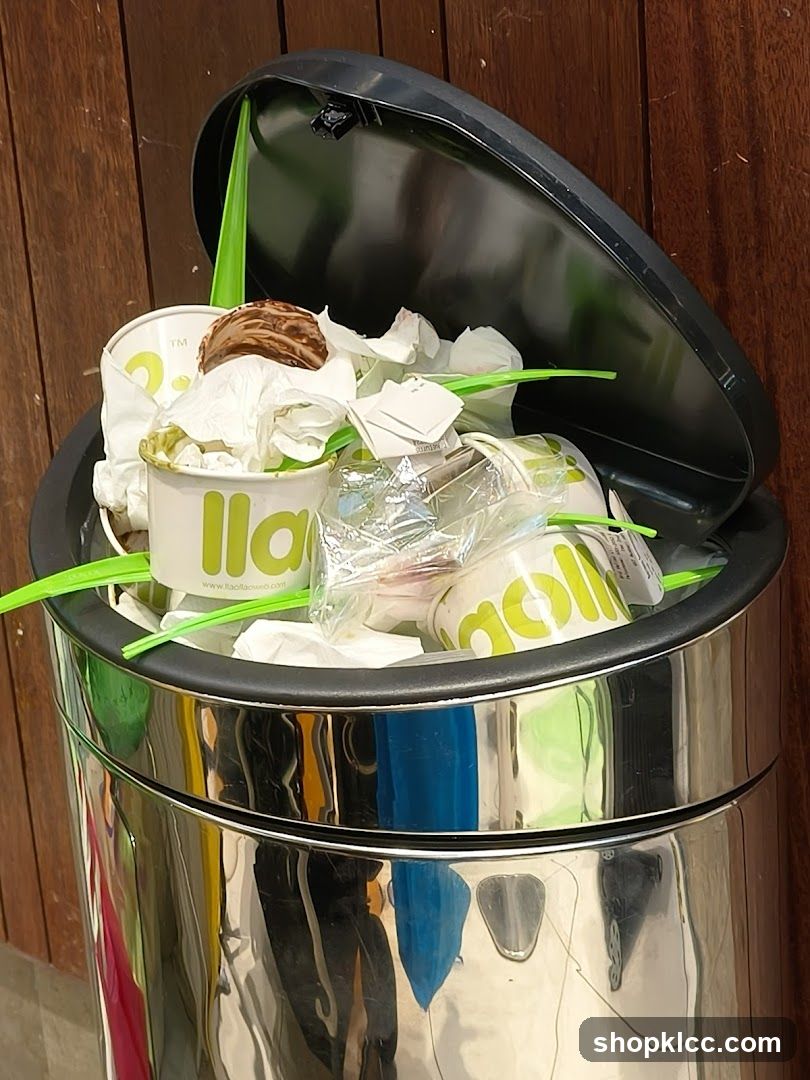 Trash can with branded cups