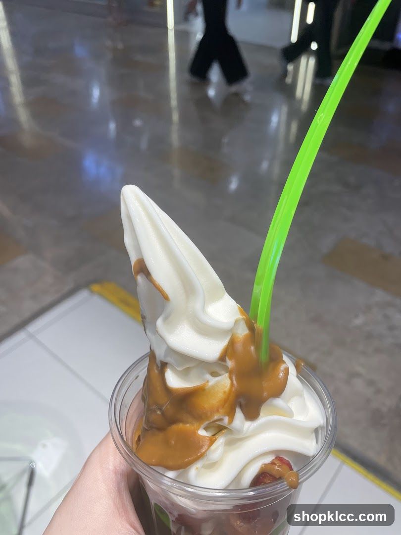 Soft Serve Ice Cream with Caramel Drizzle