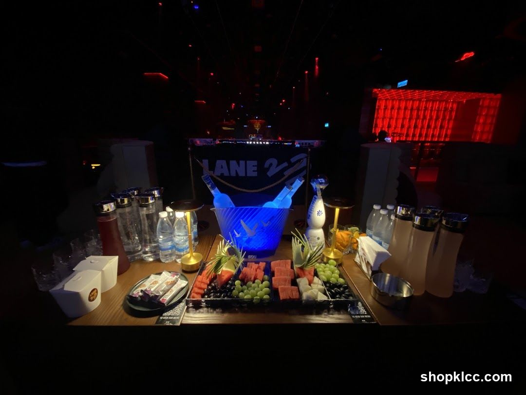 Bar Setup with Fruit Platter and Drinks