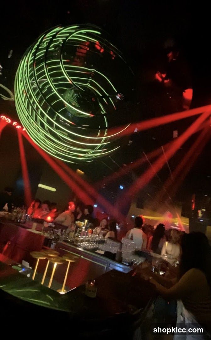 Nightclub Interior with Disco Ball and Red Lights
