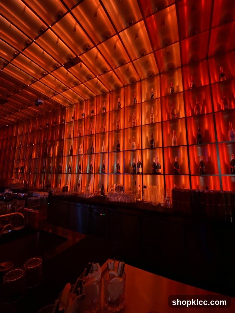 Bar Interior with Illuminated Bottle Display