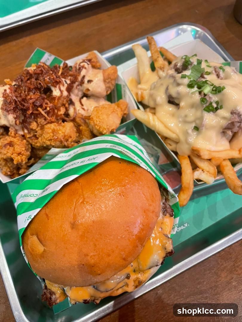 Burger, Fries, and Fried Chicken