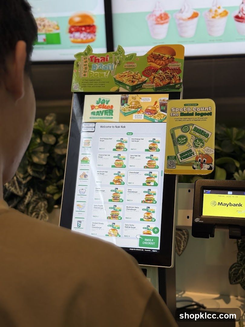 Self-service kiosk menu