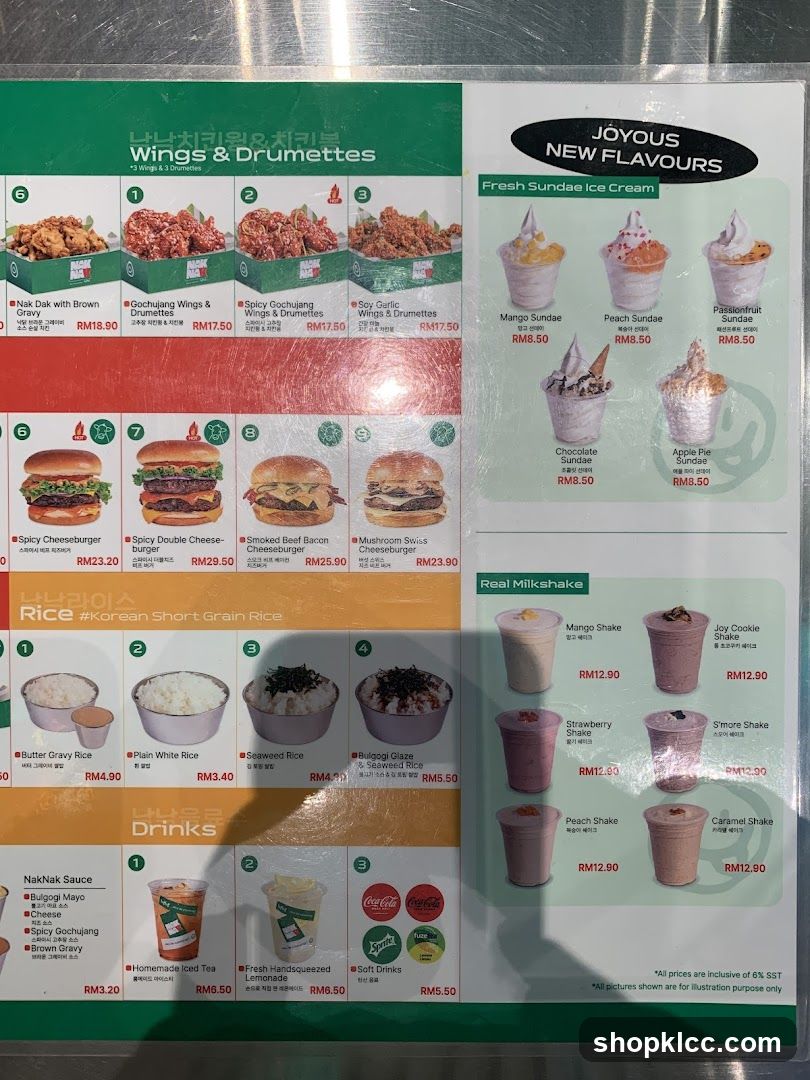 Wings & Drumettes, Rice, Drinks, Fresh Sundae Ice Cream, Real Milkshake