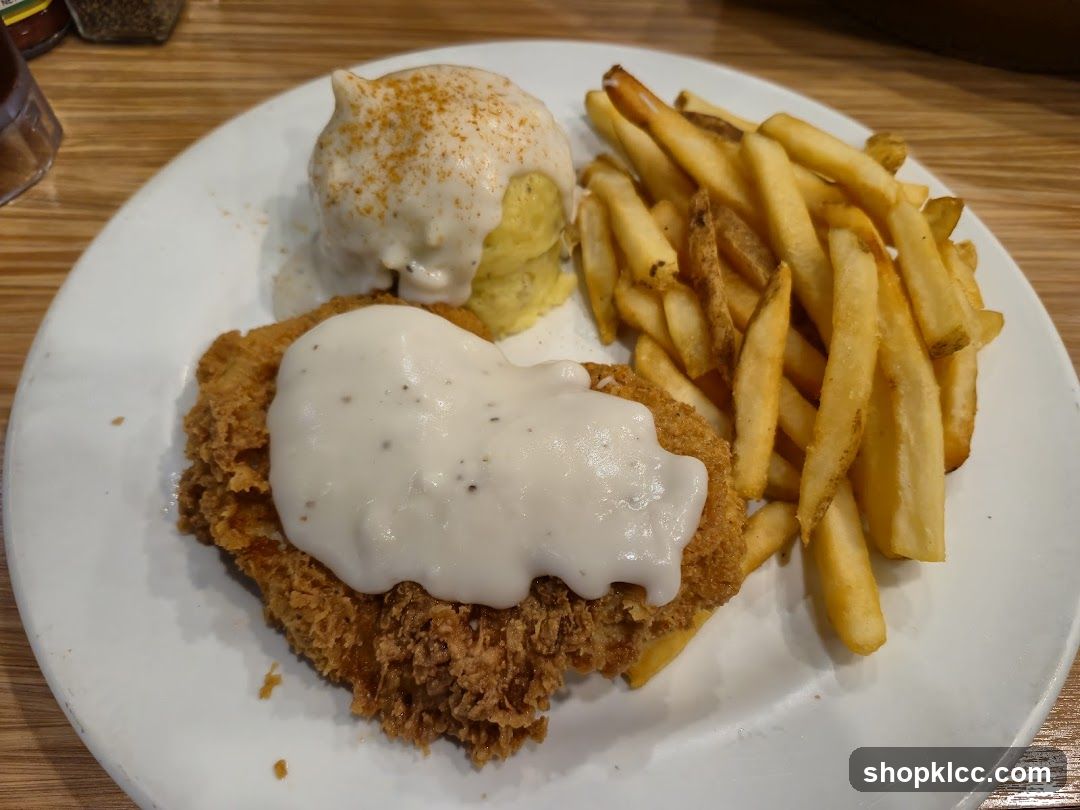 Chicken Fried Steak with Mashed Potatoes and Fries