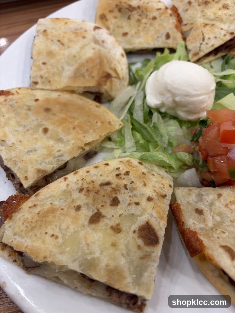 Quesadillas with Salad and Sour Cream