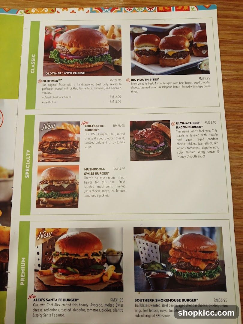 Burgers Menu