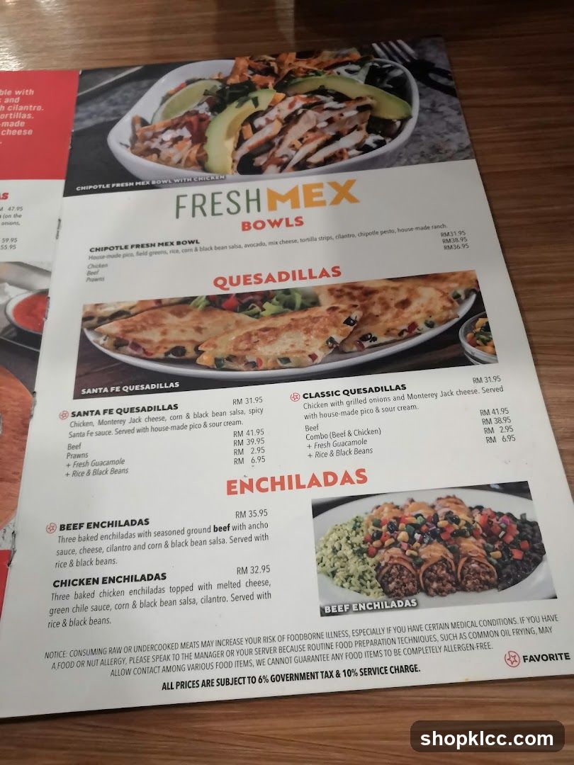Fresh Mex Bowls, Quesadillas, Enchiladas