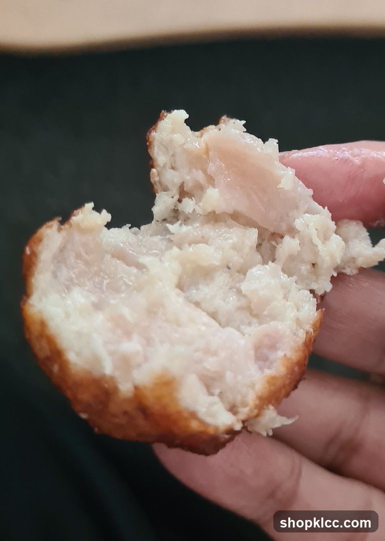 Close-up of a fried meatball