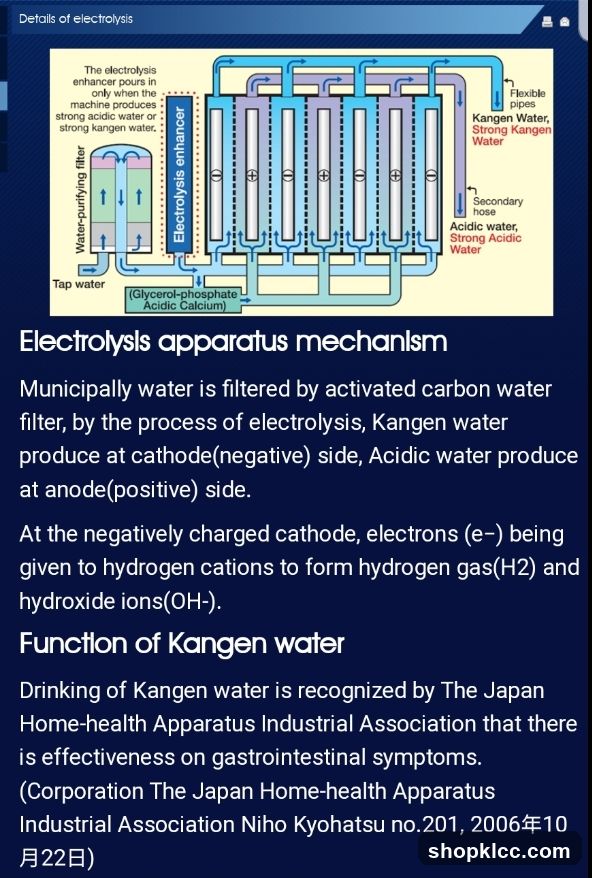 Electrolysis Apparatus Mechanism and Function of Kangen Water