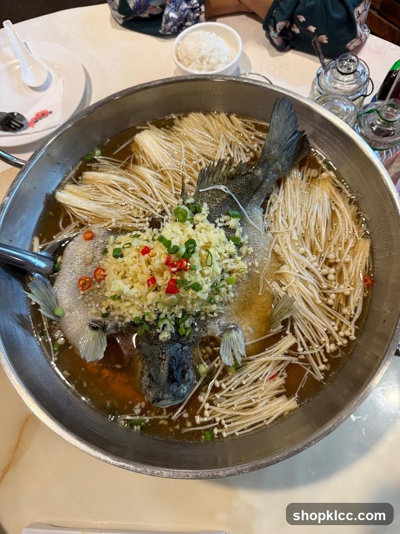 Steamed Fish with Enoki Mushrooms