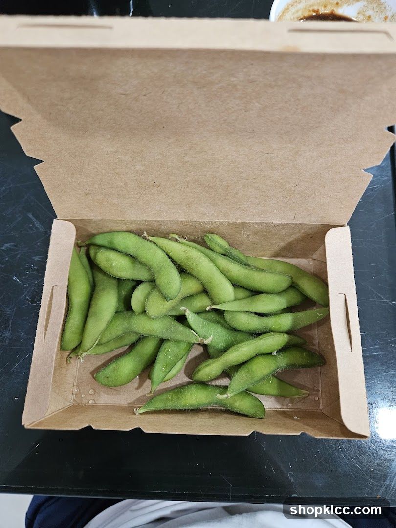 Edamame in a Takeout Box